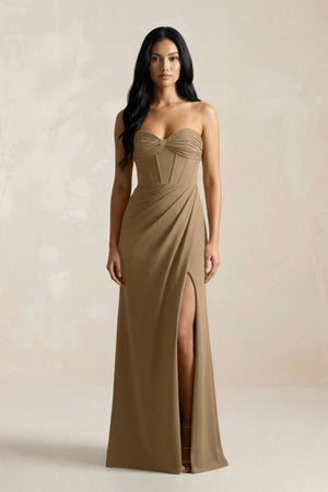 Sweetheart Corset Ruched Bridesmaid Dress in Apple Cinnamon - KISS BRIDAL Bridesmaid Dresses