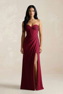 Sweetheart Corset Ruched Bridesmaid Dress in Berry - KISS BRIDAL Bridesmaid Dresses