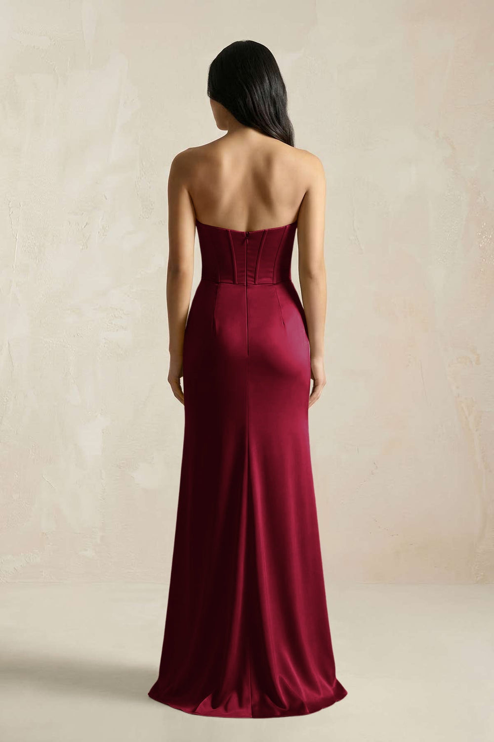 Sweetheart Corset Ruched Bridesmaid Dress in Berry - KISS BRIDAL Bridesmaid Dresses