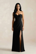 Sweetheart Corset Ruched Bridesmaid Dress in Black - KISS BRIDAL Bridesmaid Dresses