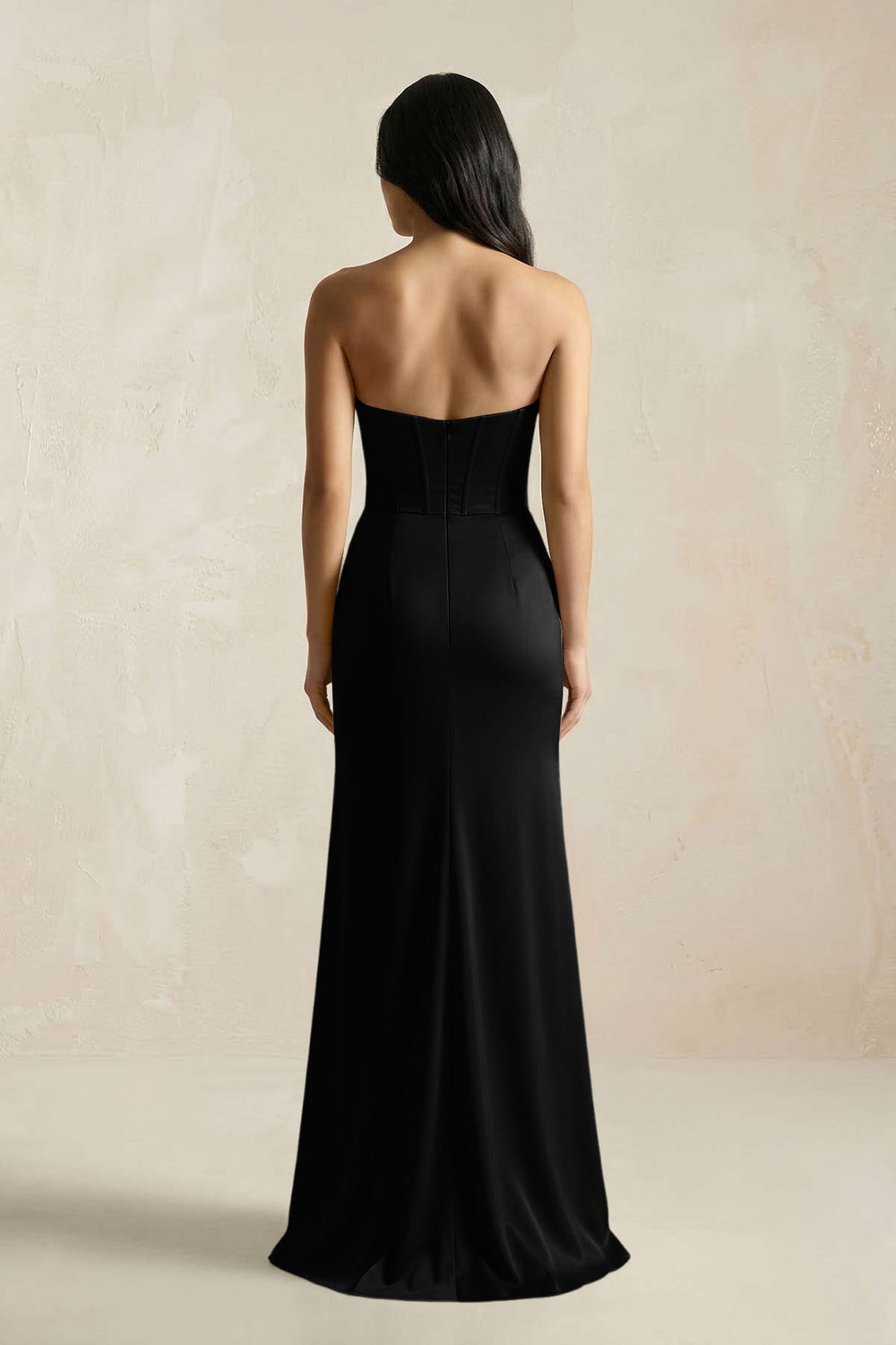 Sweetheart Corset Ruched Bridesmaid Dress in Black - KISS BRIDAL Bridesmaid Dresses