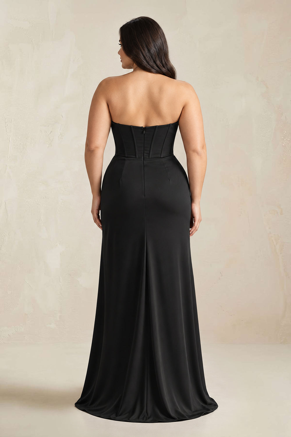 Sweetheart Corset Ruched Bridesmaid Dress in Black