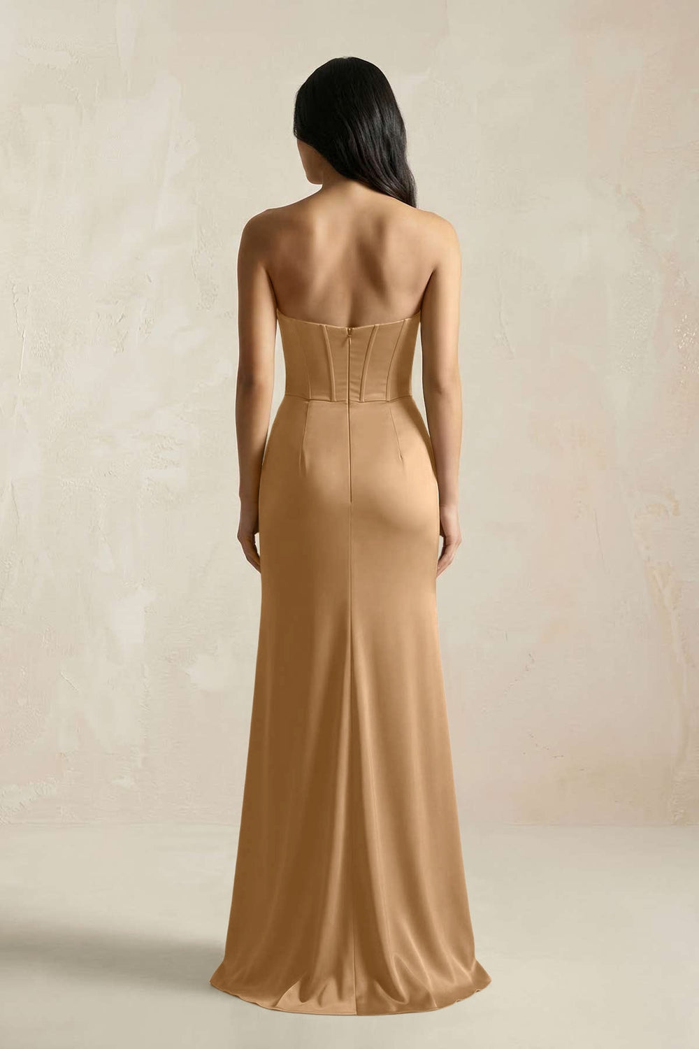 Sweetheart Corset Ruched Bridesmaid Dress in Bronzer - KISS BRIDAL Bridesmaid Dresses