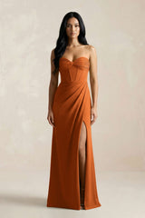 Sweetheart Corset Ruched Bridesmaid Dress in Cinnamon - KISS BRIDAL Bridesmaid Dresses