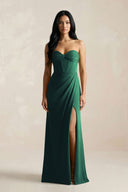 Sweetheart Corset Ruched Bridesmaid Dress in Dark Green - KISS BRIDAL Bridesmaid Dresses