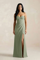 Sweetheart Corset Ruched Bridesmaid Dress in Dove Gray - KISS BRIDAL Bridesmaid Dresses