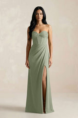 Sweetheart Corset Ruched Bridesmaid Dress in Dove Gray - KISS BRIDAL Bridesmaid Dresses