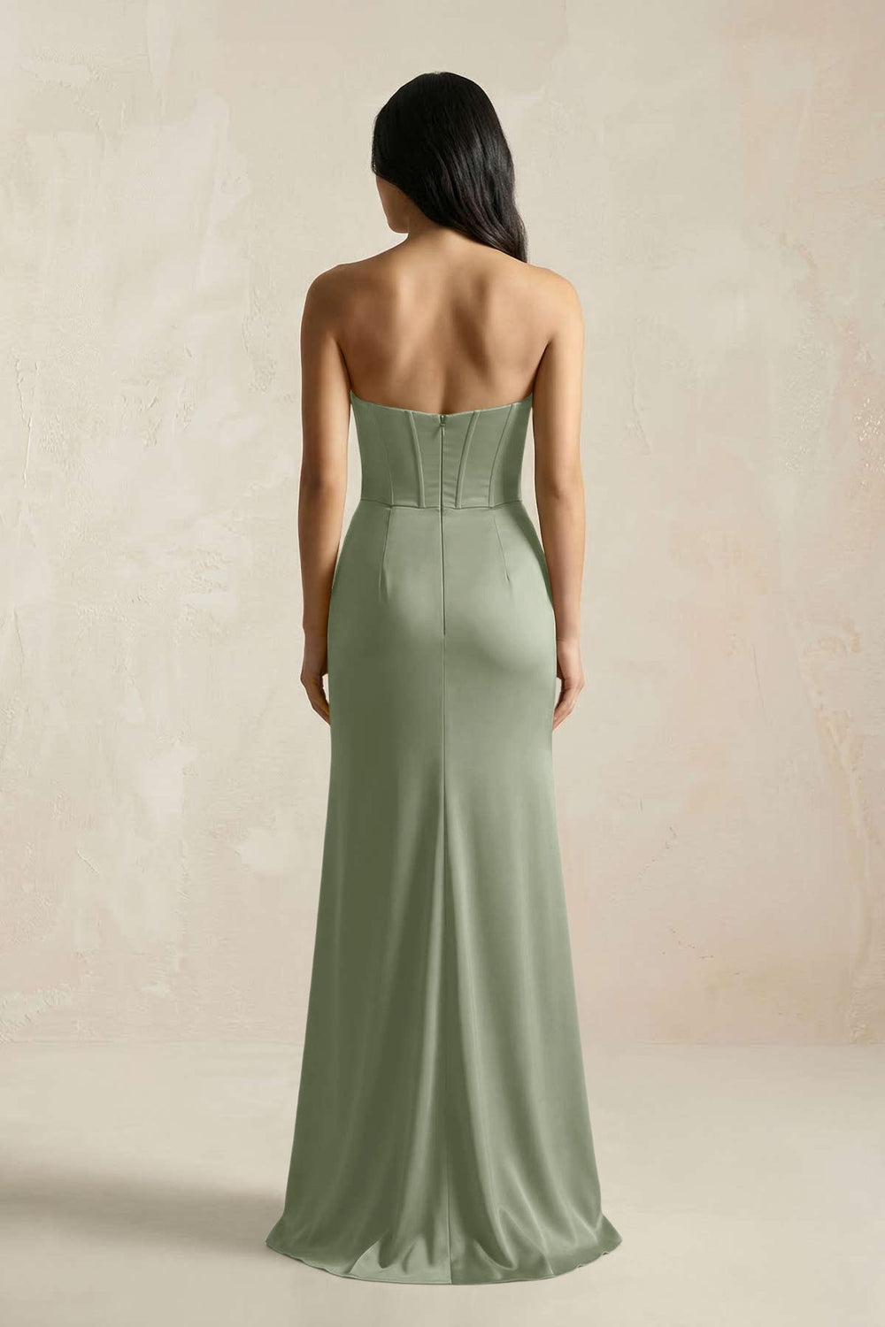 Sweetheart Corset Ruched Bridesmaid Dress in Dove Gray - KISS BRIDAL Bridesmaid Dresses