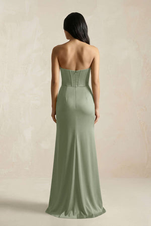 Sweetheart Corset Ruched Bridesmaid Dress in Dove Gray - KISS BRIDAL Bridesmaid Dresses