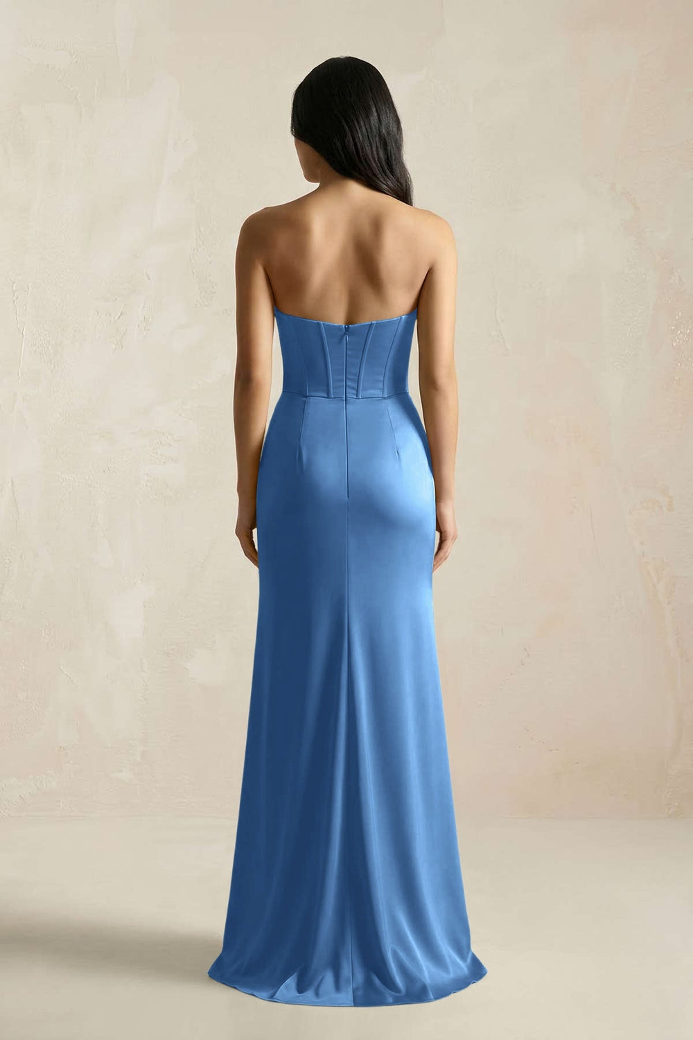 Sweetheart Corset Ruched Bridesmaid Dress in Dusty Blue - KISS BRIDAL Bridesmaid Dresses