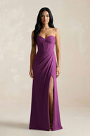 Sweetheart Corset Ruched Bridesmaid Dress in Fig - KISS BRIDAL Bridesmaid Dresses