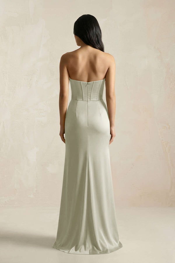Sweetheart Corset Ruched Bridesmaid Dress in Frost - KISS BRIDAL Bridesmaid Dresses