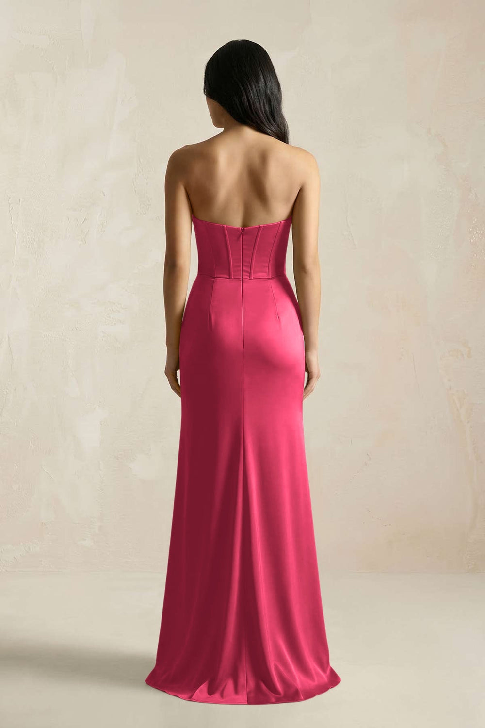 Sweetheart Corset Ruched Bridesmaid Dress in Fuchsia - KISS BRIDAL Bridesmaid Dresses