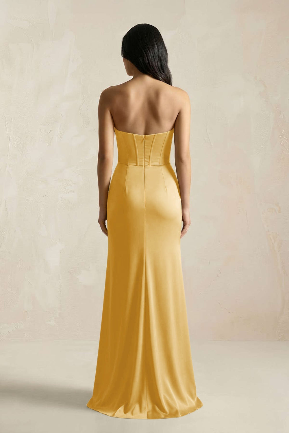 Sweetheart Corset Ruched Bridesmaid Dress in Gold - KISS BRIDAL Bridesmaid Dresses