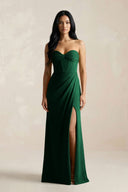 Sweetheart Corset Ruched Bridesmaid Dress in Green - KISS BRIDAL Bridesmaid Dresses