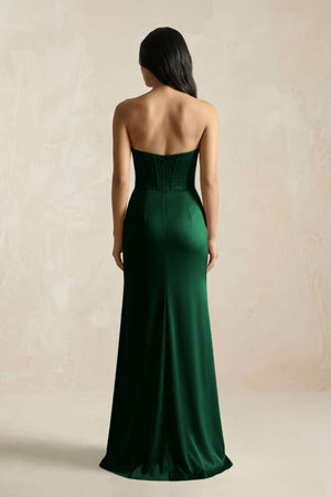 Sweetheart Corset Ruched Bridesmaid Dress in Green - KISS BRIDAL Bridesmaid Dresses