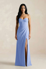 Sweetheart Corset Ruched Bridesmaid Dress in Ice - KISS BRIDAL Bridesmaid Dresses