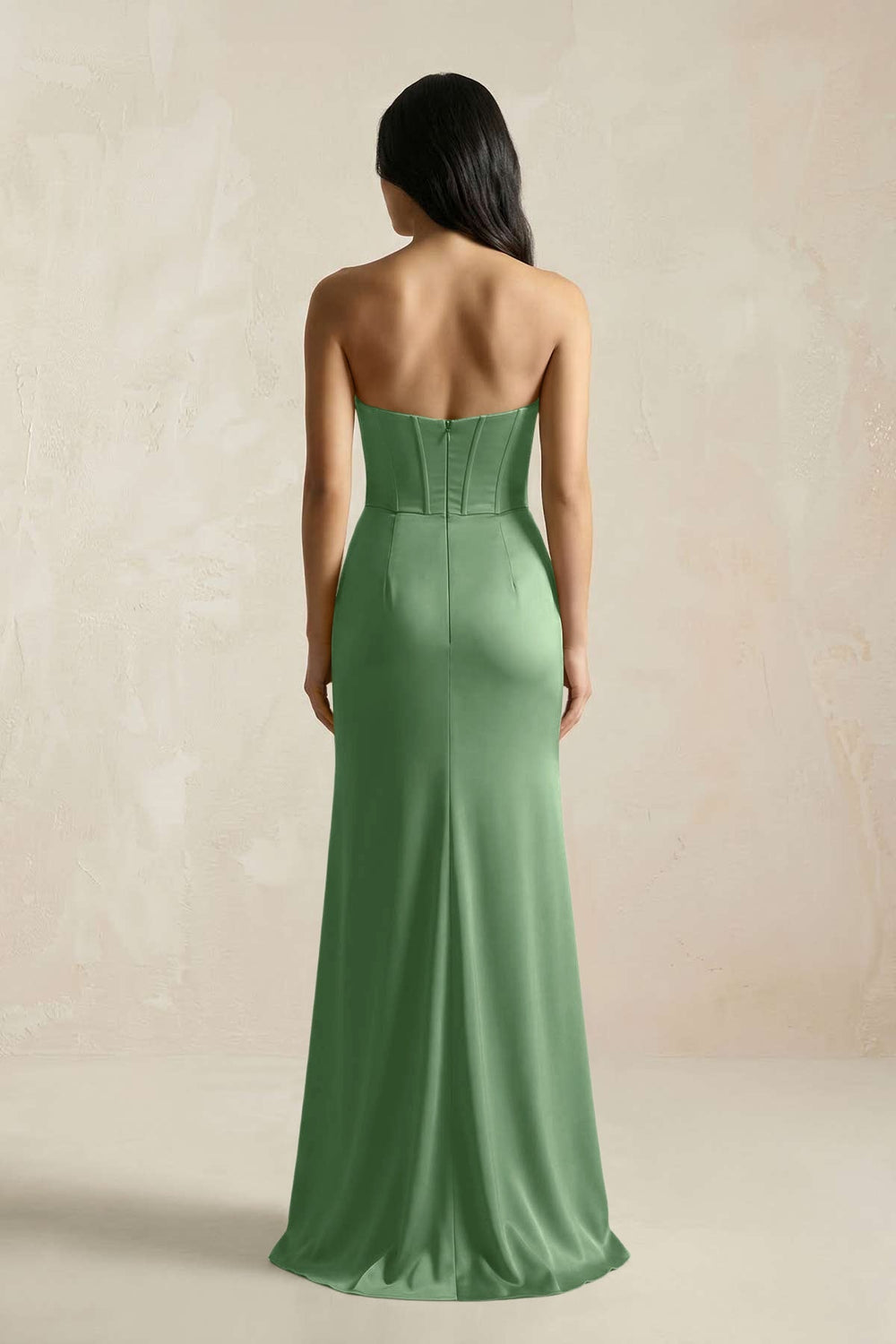 Sweetheart Corset Ruched Bridesmaid Dress in Matcha - KISS BRIDAL Bridesmaid Dresses