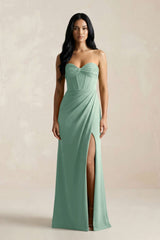 Sweetheart Corset Ruched Bridesmaid Dress in Mint Green - KISS BRIDAL Bridesmaid Dresses