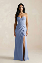 Sweetheart Corset Ruched Bridesmaid Dress in Mist - KISS BRIDAL Bridesmaid Dresses