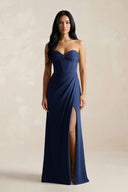 Sweetheart Corset Ruched Bridesmaid Dress in Navy - KISS BRIDAL Bridesmaid Dresses