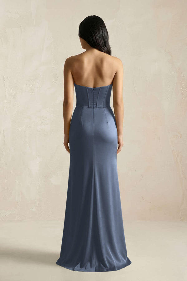 Sweetheart Corset Ruched Bridesmaid Dress in Neptune - KISS BRIDAL Bridesmaid Dresses