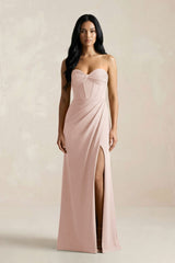 Sweetheart Corset Ruched Bridesmaid Dress in Pale Blush - KISS BRIDAL Bridesmaid Dresses