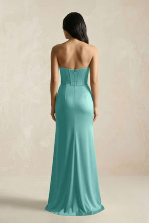 Sweetheart Corset Ruched Bridesmaid Dress in Pale Pistachio - KISS BRIDAL Bridesmaid Dresses