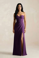 Sweetheart Corset Ruched Bridesmaid Dress in Plum - KISS BRIDAL Bridesmaid Dresses