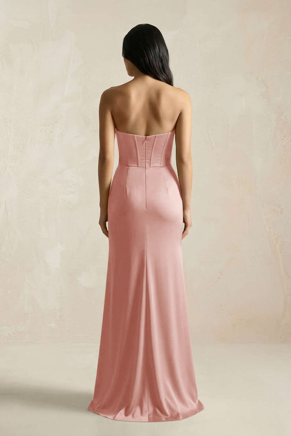 Sweetheart Corset Ruched Bridesmaid Dress in Rose Petal - KISS BRIDAL Bridesmaid Dresses