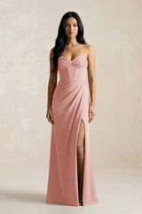 Sweetheart Corset Ruched Bridesmaid Dress in Rose Petal - KISS BRIDAL Bridesmaid Dresses