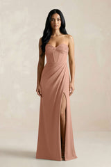 Sweetheart Corset Ruched Bridesmaid Dress in Rosette - KISS BRIDAL Bridesmaid Dresses