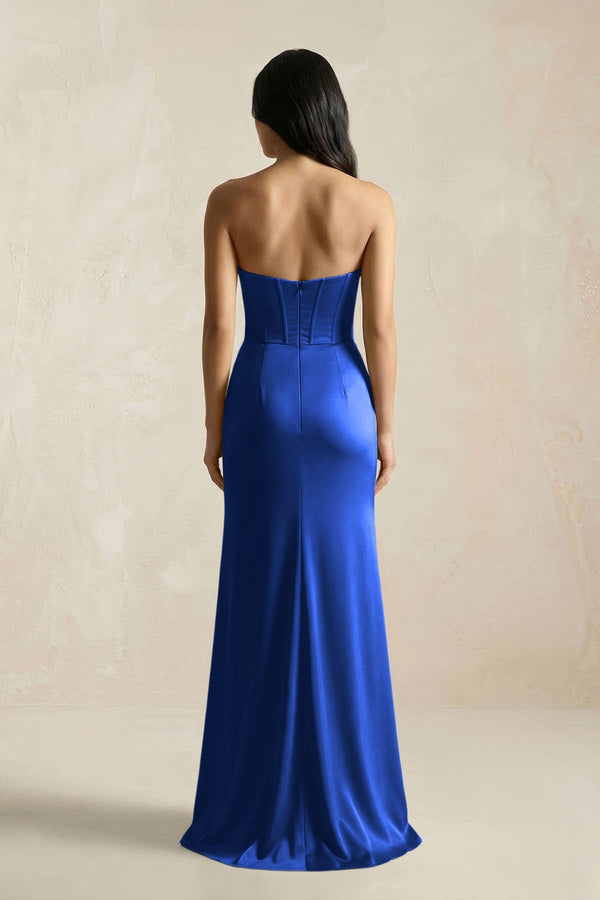 Sweetheart Corset Ruched Bridesmaid Dress in Royal Blue - KISS BRIDAL Bridesmaid Dresses