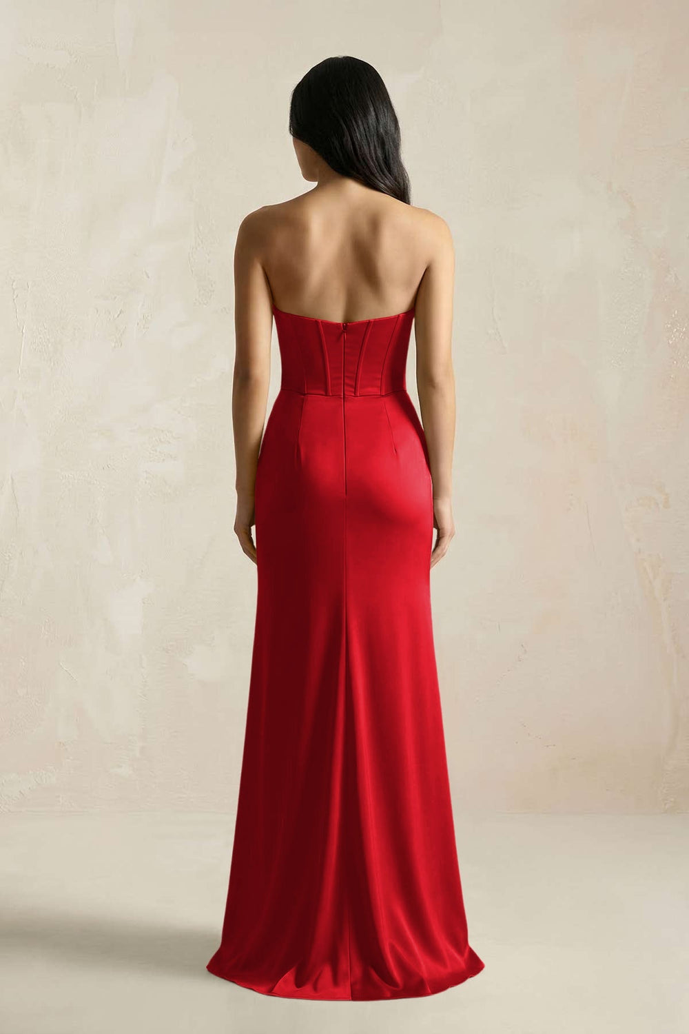 Sweetheart Corset Ruched Bridesmaid Dress in Ruby Red - KISS BRIDAL Bridesmaid Dresses