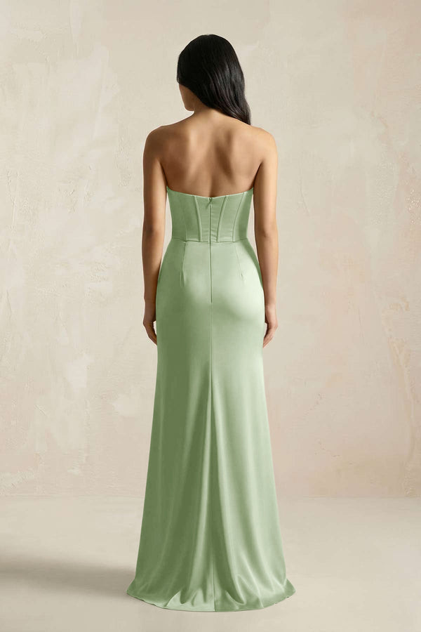Sweetheart Corset Ruched Bridesmaid Dress in Sage - KISS BRIDAL Bridesmaid Dresses