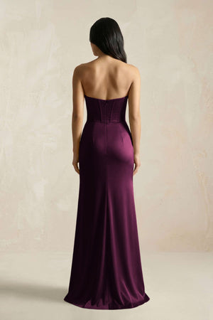Sweetheart Corset Ruched Bridesmaid Dress in Sangria - KISS BRIDAL Bridesmaid Dresses