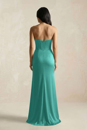 Sweetheart Corset Ruched Bridesmaid Dress in Sea Glass - KISS BRIDAL Bridesmaid Dresses