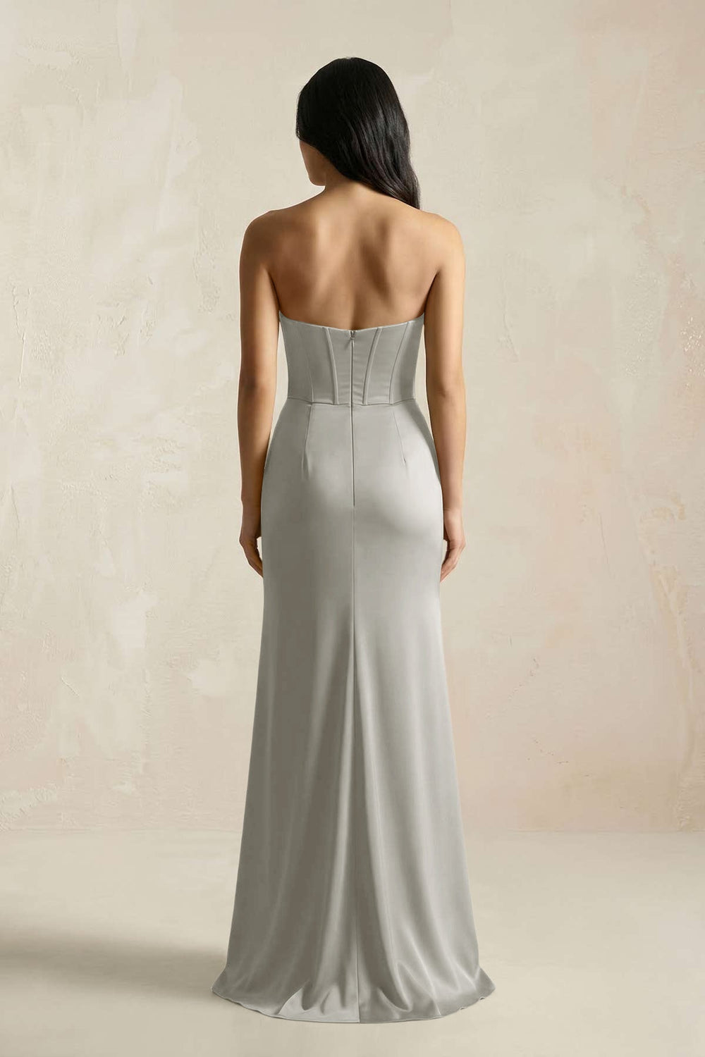 Sweetheart Corset Ruched Bridesmaid Dress in Silver - KISS BRIDAL Bridesmaid Dresses