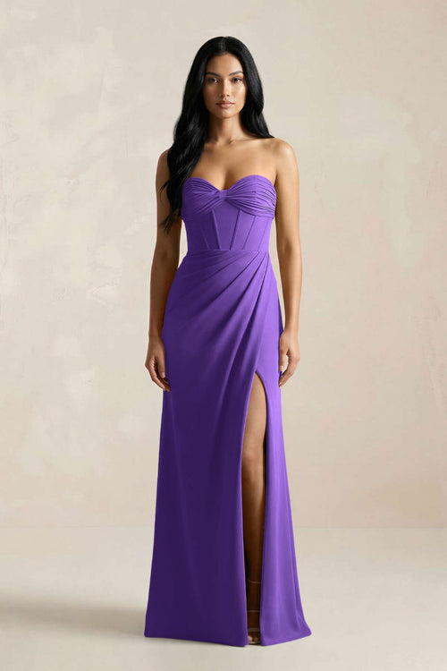 Sweetheart Corset Ruched Bridesmaid Dress in Tahiti - KISS BRIDAL Bridesmaid Dresses