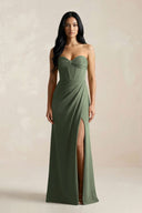 Sweetheart Corset Ruched Bridesmaid Dress in Thyme - KISS BRIDAL Bridesmaid Dresses