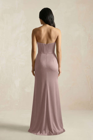 Sweetheart Corset Ruched Bridesmaid Dress in Toffee - KISS BRIDAL Bridesmaid Dresses