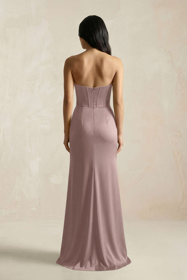 Sweetheart Corset Ruched Bridesmaid Dress in Toffee - KISS BRIDAL Bridesmaid Dresses