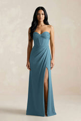Sweetheart Corset Ruched Bridesmaid Dress in Twilight - KISS BRIDAL Bridesmaid Dresses