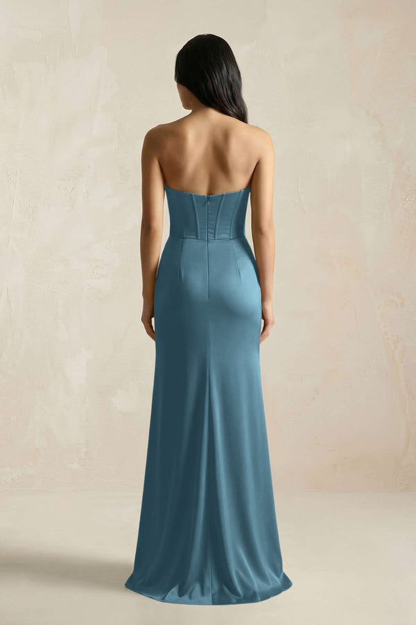 Sweetheart Corset Ruched Bridesmaid Dress in Twilight - KISS BRIDAL Bridesmaid Dresses