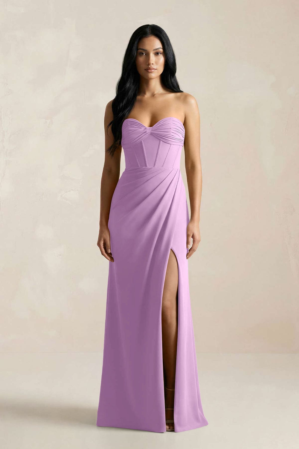 Sweetheart Corset Ruched Bridesmaid Dress in Vintage Mauve - KISS BRIDAL Bridesmaid Dresses
