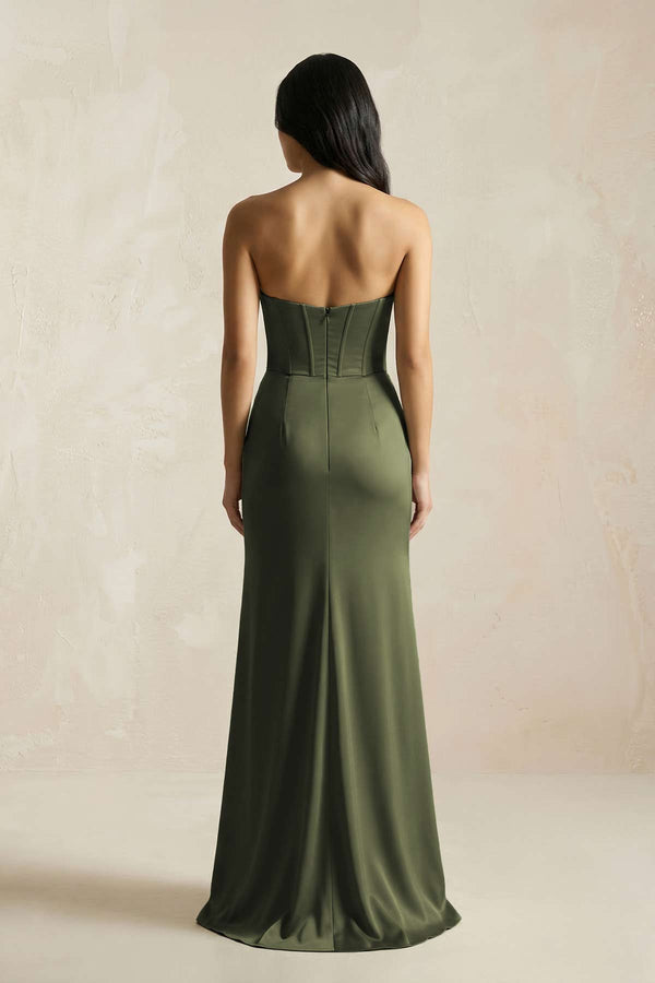 Sweetheart Corset Ruched Bridesmaid Dress in Willow Green - SHE IS ME Bridesmaid Dresses