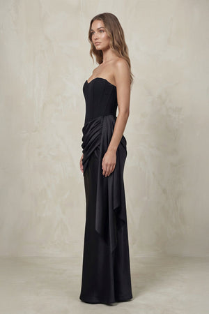 Sweetheart Corset Ruched Satin Mermaid Wedding Dress in Black - SHE IS ME Wedding Dresses