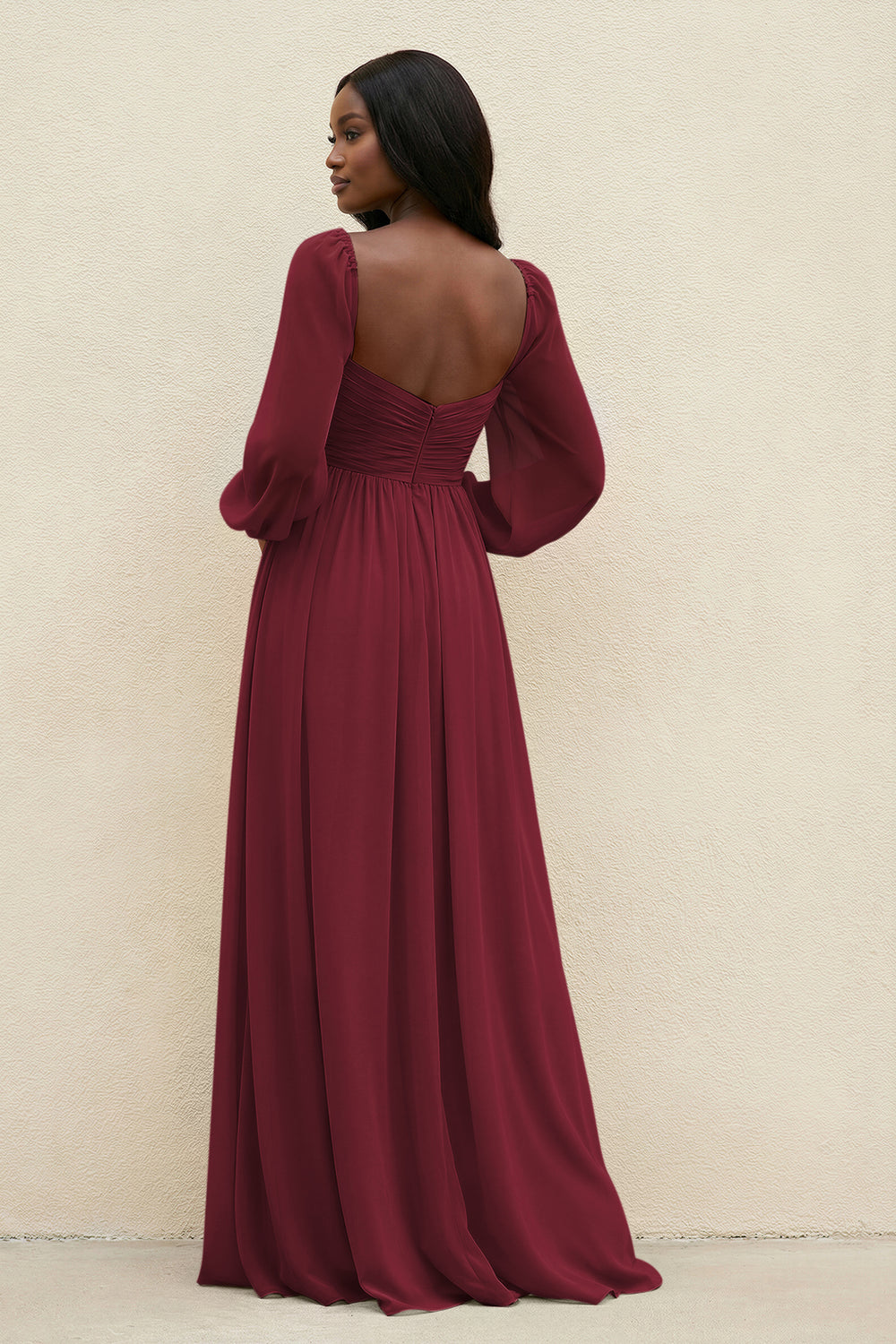 Sweetheart Long Sleeve A-Line Bridesmaid Dress in Berry
