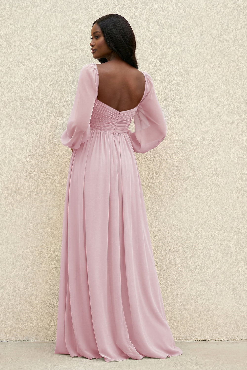 Sweetheart Long Sleeve A - Line Bridesmaid Dress in Candy Pink - KISS BRIDAL Bridesmaid Dresses