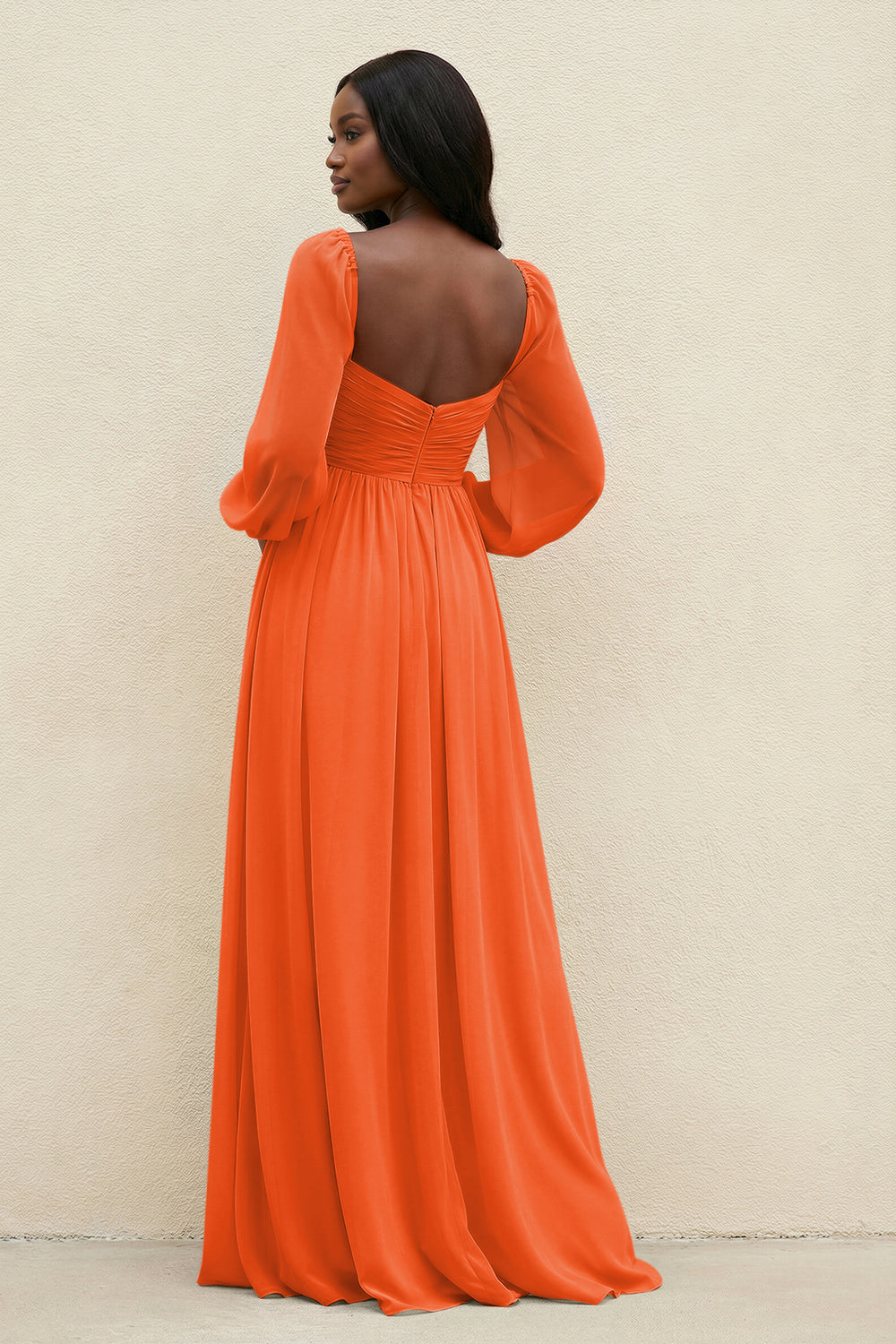 Sweetheart Long Sleeve A-Line Bridesmaid Dress in Cinnamon